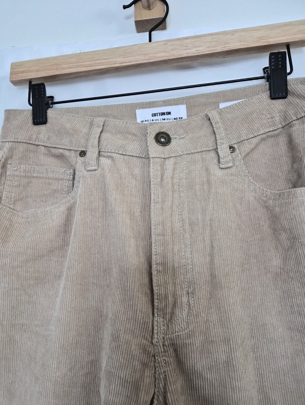 Cotton On Cord Straight Jeans Women’s Size 6 Tan Beige Corduroy High Rise Pants - Picture 5 of 16